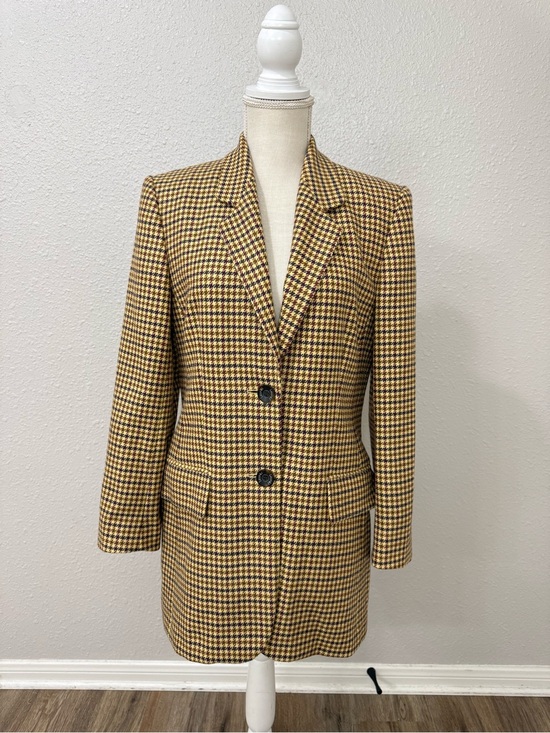 Laurel Classics Jackets & Blazers - Laurel Classics Wool Cashmere Houndstooth Longline Blazer Jacket Old Money Sz S